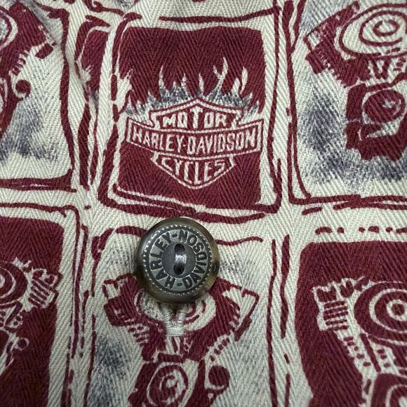 Harley Davidson Shirt Mens Large Logo Casual Hawaiian Button Front Collared - Picture 3 of 10